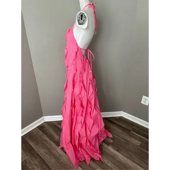 Staud Marika Ruffled Halter Gown